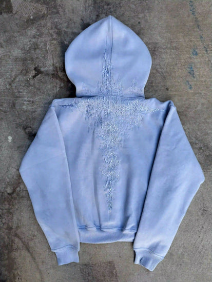 “Half a Million” Embroidery Zip-Up (Baby Blue)
