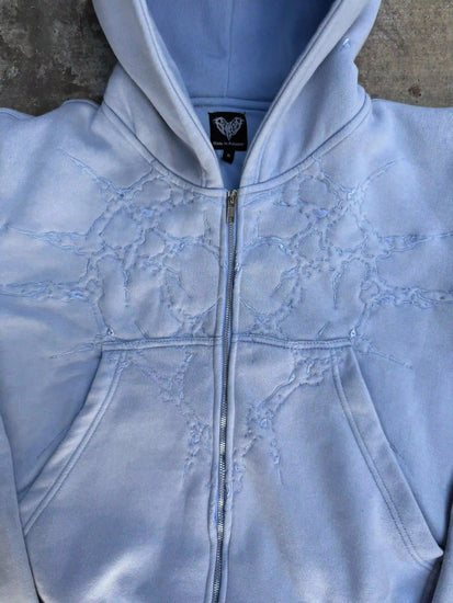 “Half a Million” Embroidery Zip-Up (Baby Blue)