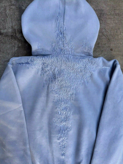 “Half a Million” Embroidery Zip-Up (Baby Blue)
