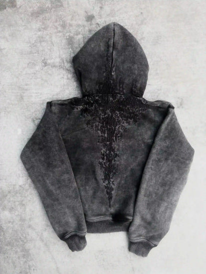 “Half a Million” Embroidery Zip-Up (Black)