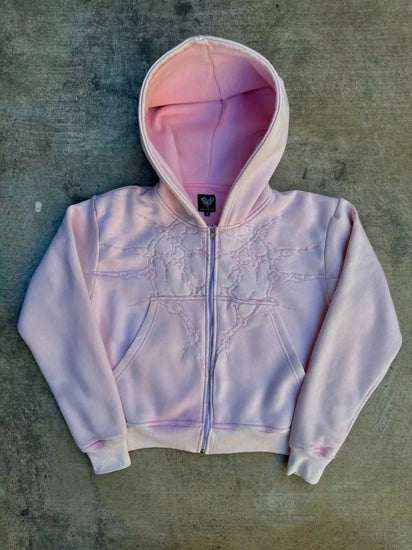 “Half a Million” Embroidery Zip-Up (Light Pink)
